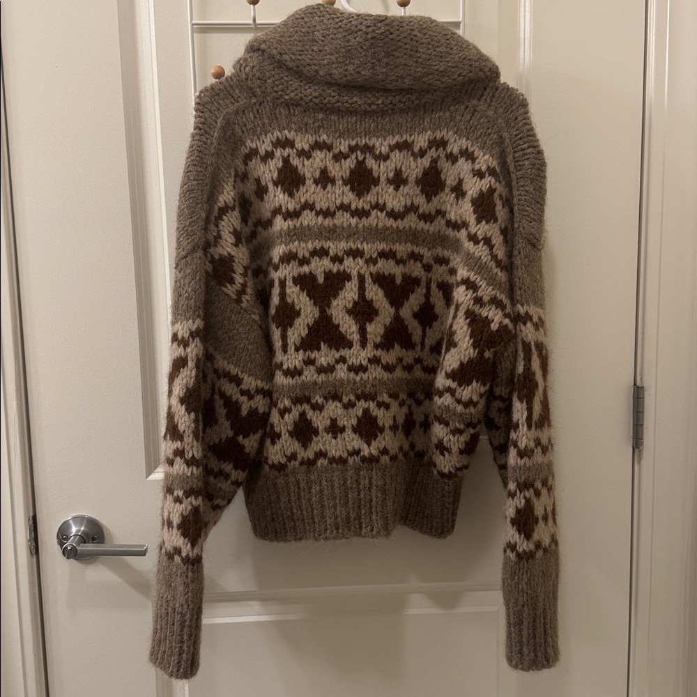 NWOT Frame Fair Isle Shawl Collar Zip Alpaca Blend Sweater - Picture 4 of 4
